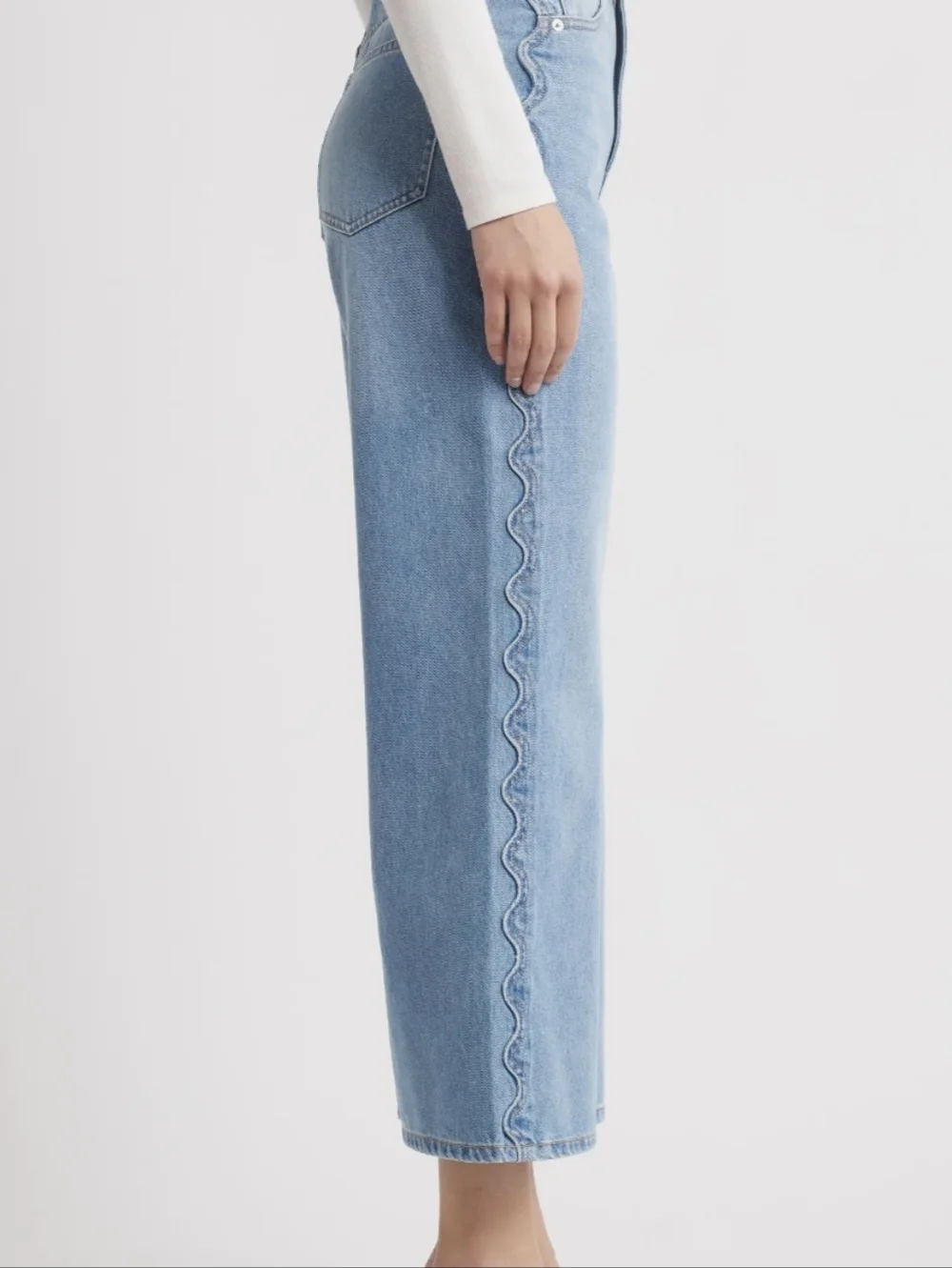 Veronica Beard Taylor Scalloped Wide Leg Crop High Rise - Size 26 - Picture 3 of 10